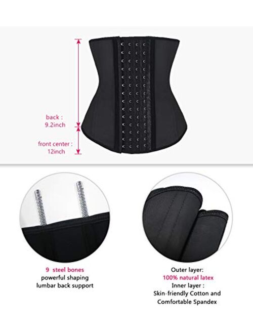 YIANNA Waist Trainer Corset for Weight Loss Latex Colombiana Waist Cincher Slimming Hourglass Body Shaper