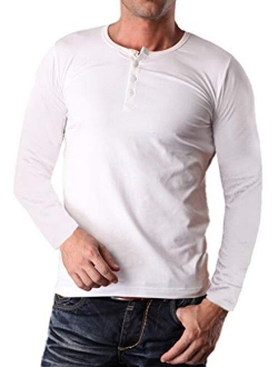 YTD Men's Casual Slim Fit Short Sleeve Henley T-Shirts Cotton Shirts