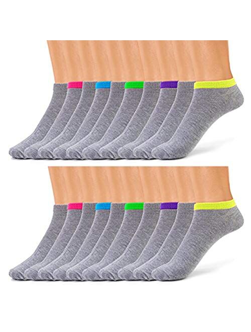 20 Pairs Womens Patterned Low Cut No Show Ankle Socks, Fun Colors for Summer Thin Multi Pack by ComfortnFashion