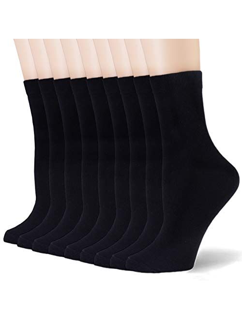 Women's Black Thin Cotton Socks Hight/Low Ankle Socks, 6-9 Pairs LightWeight Ladies Dress Socks