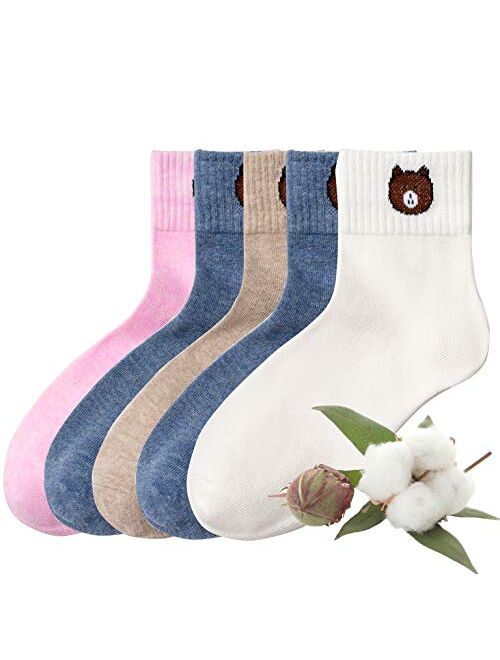 J-BOX 6 Pack Womens Socks Cotton Ankle Dress Socks Thin Colorful Casual Crew Sox