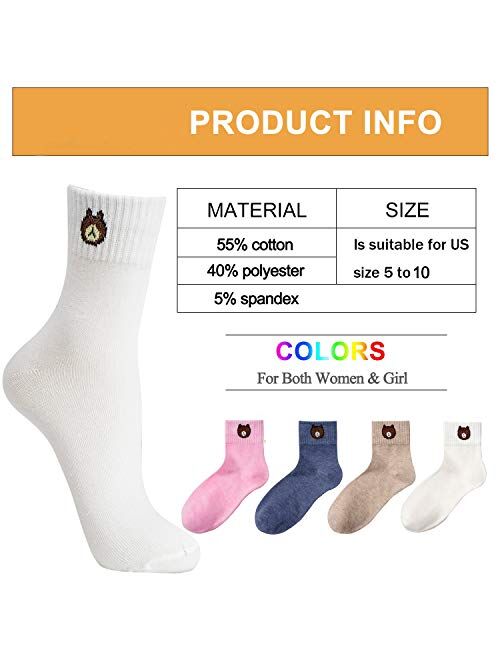 J-BOX 6 Pack Womens Socks Cotton Ankle Dress Socks Thin Colorful Casual Crew Sox