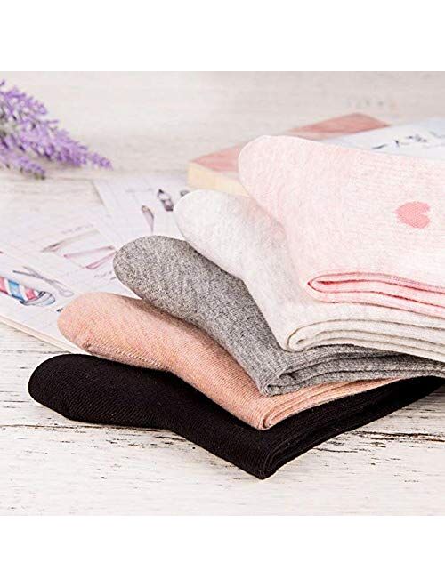 Women Casual Ankle Socks Cotton Cute Heart-Shaped Crew Socks Comfortable Seamless Socks with Gift Box 5 Pairs