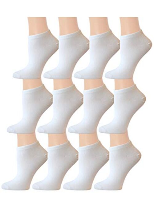 Top Step 12 Pair Pack Women's Colorful Fashion No Show Socks