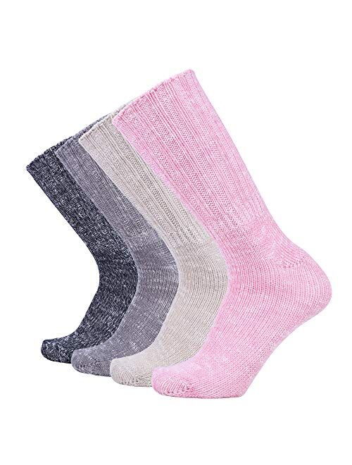 Enerwear 4 Pack Women's Wool Outdoor Hiking Trail Crew Sock