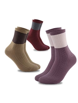 Womens Crew Socks Cotton 6 Pack High Ankle Solid Neutral Color Dress Socks Shoe Size US 7-11