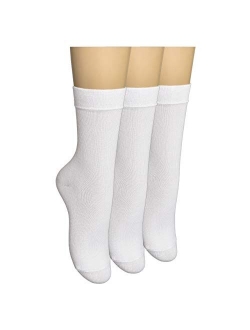 ELYFER Women's 3 Pack Thin Bamboo Dress Socks- Casual Color Crew Socks, Comfort Seam