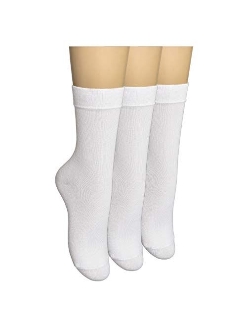 ELYFER Women's 3 Pack Thin Bamboo Dress Socks- Casual Color Crew Socks, Comfort Seam