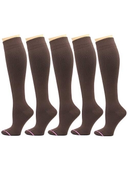 5 Pairs Dr. Motion Therapeutic Graduated 8-15mmHg Compression Women's Knee-hi Socks