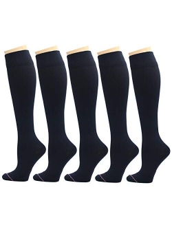 5 Pairs Dr. Motion Therapeutic Graduated 8-15mmHg Compression Women's Knee-hi Socks