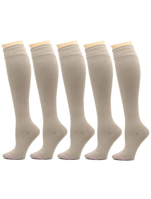 5 Pairs Dr. Motion Therapeutic Graduated 8-15mmHg Compression Women's Knee-hi Socks