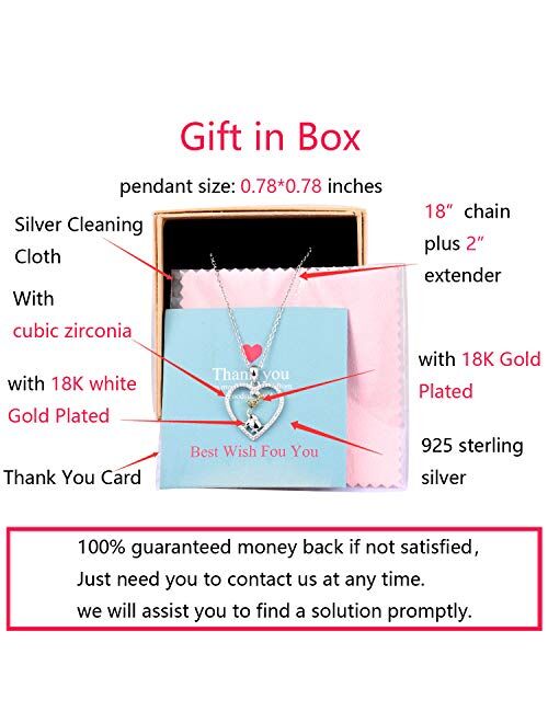 oGoodsunj Mother Daughter Jewelry - 925 Sterling Silver Necklace Lucky Elephant Love in Heart Pendant Ring Bracelet for Women Girls