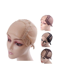 4X4 U Part Swiss Lace Wig Cap for Making Wigs with Adjustable Straps on the Back Glueless Hairnets