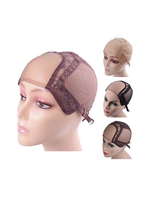 4X4 U Part Swiss Lace Wig Cap for Making Wigs with Adjustable Straps on the Back Glueless Hairnets