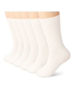 Womens Thin Cotton Crew Socks High Ankle 6 Pack