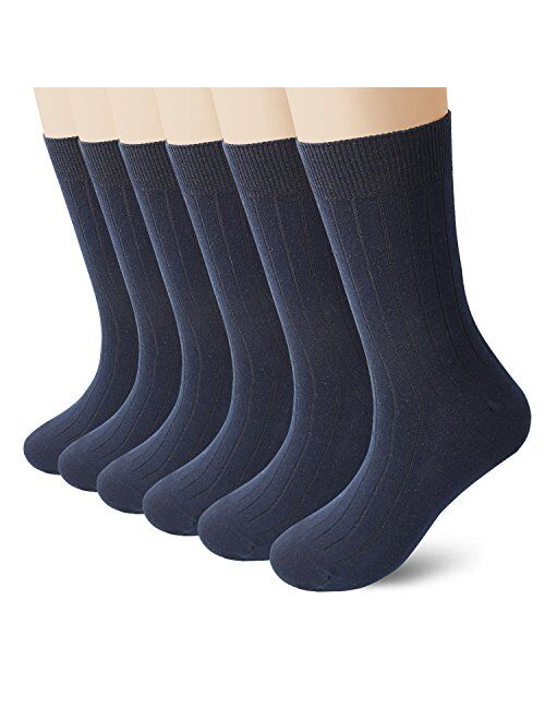 Womens Thin Cotton Crew Socks High Ankle 6 Pack