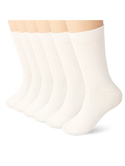 Womens Thin Cotton Crew Socks High Ankle 6 Pack