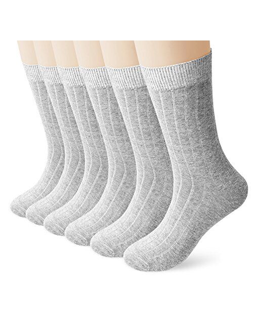 Womens Thin Cotton Crew Socks High Ankle 6 Pack