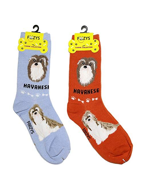 Foozys Unisex Crew Socks | Canine Small Dog Breed Novelty Socks (2 Pair)