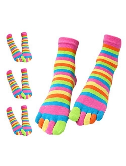 Five Toe Socks Women Cotton Socks with Toes Toe Separator Rainbow Socks Pack Of 4