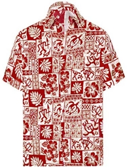 LA LEELA Men's Loose Casual Short Sleeve Aloha Hawaiian Shirt