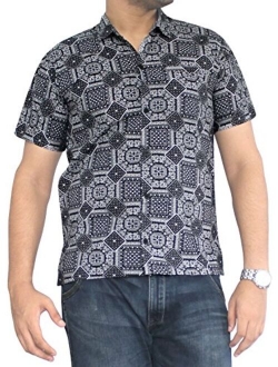 LA LEELA Men's Loose Casual Short Sleeve Aloha Hawaiian Shirt