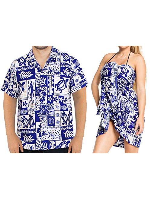 LA LEELA Men's Loose Casual Short Sleeve Aloha Hawaiian Shirt