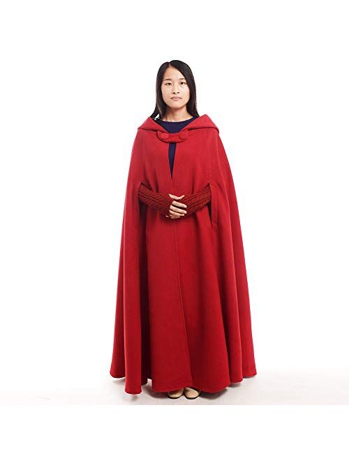 GRACEART Women's Hoodie Woolen Cape Cloak Long Red