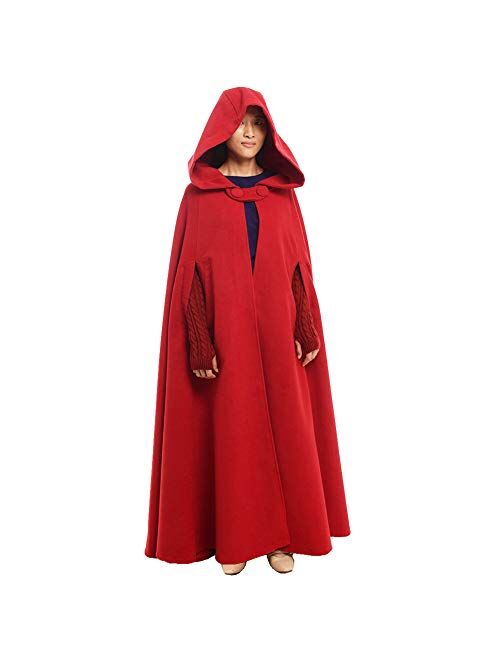 GRACEART Women's Hoodie Woolen Cape Cloak Long Red