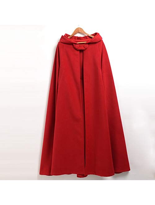 GRACEART Women's Hoodie Woolen Cape Cloak Long Red