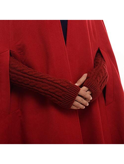 GRACEART Women's Hoodie Woolen Cape Cloak Long Red