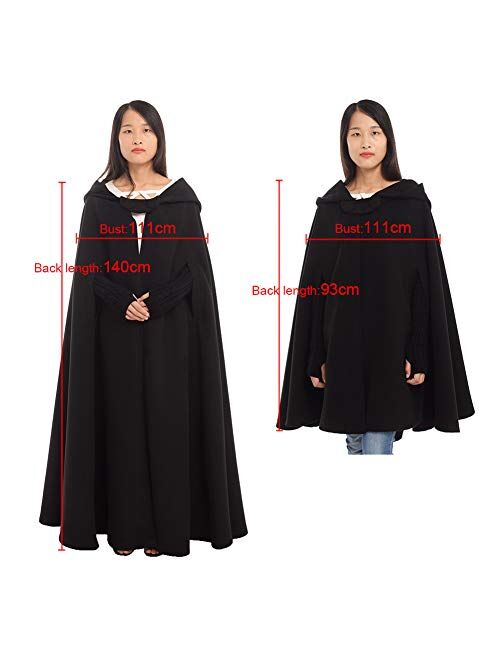 GRACEART Women's Hoodie Woolen Cape Cloak Long Red