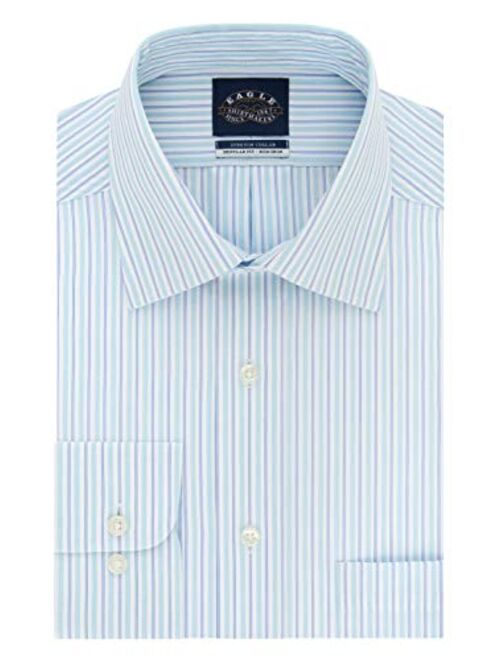 Eagle Men's Non Iron Stretch Collar Regular Fit Stripe Dress Shirt