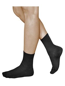 VITSOCKS Women's Soft Top No Elastic 98% Cotton Socks (3 PAIRS) Non Binding to Relax in