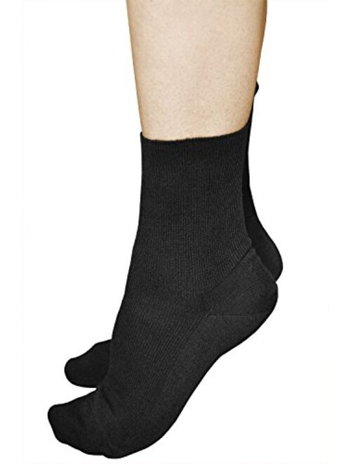 VITSOCKS Women's Soft Top No Elastic 98% Cotton Socks (3 PAIRS) Non Binding to Relax in