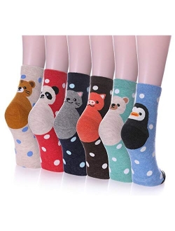 Color City Women's Funny Cute Cartoon Animal Novelty Casual Cotton Crew Socks 4-6 Pack