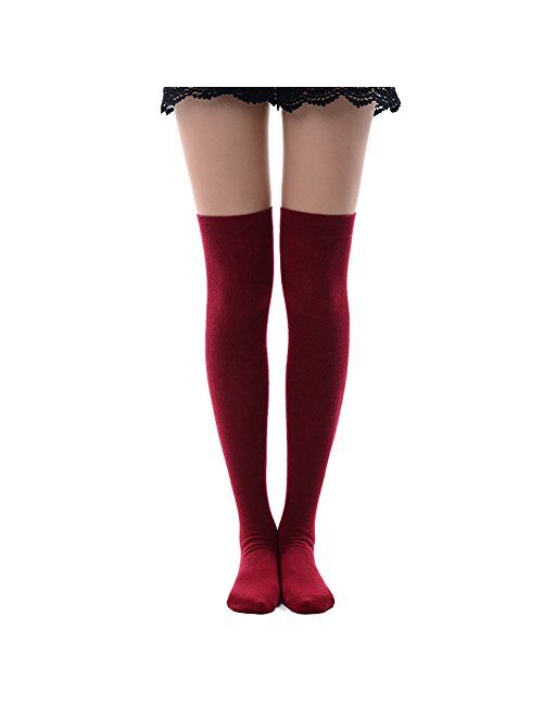 MK MEIKAN Women's Over Knee High Socks, Tube Dresses Fashion Cotton Thigh High Stockings Cosplay Socks