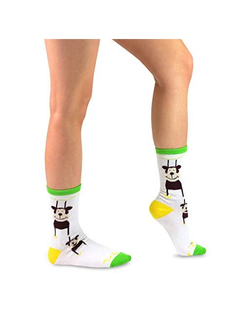 TeeHee Novelty Cotton Fun Crew Women and Mens Multi Pair Socks