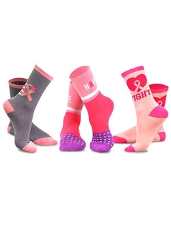 TeeHee Women Pink Ribbon Breast Cancer Awareness Cotton Socks Multi Pair