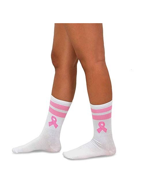 TeeHee Women Pink Ribbon Breast Cancer Awareness Cotton Socks Multi Pair