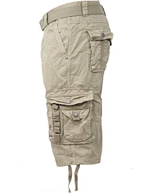 Facitisu Men's Cargo Shorts Casual Lightweight Outdoor Workout Multi Pocket Twill Pants