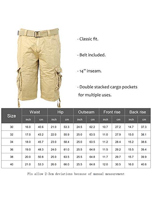 Facitisu Men's Cargo Shorts Casual Lightweight Outdoor Workout Multi Pocket Twill Pants