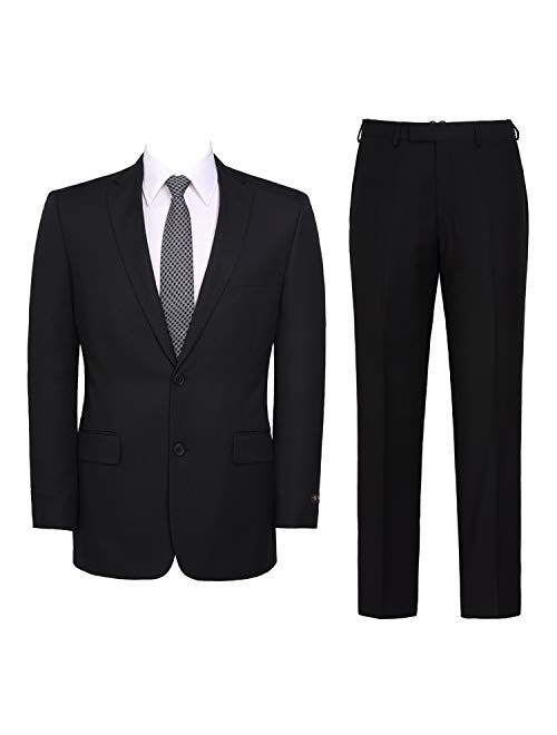 Pio Lorenzo Mens 2-Piece Suit Slim Fit Formal Single Breasted 2 Buttons Blazer Dress Elegant Jacket & Pant