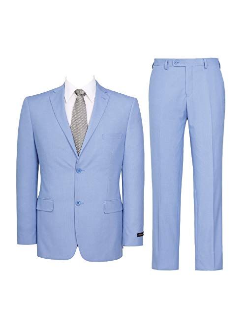 Pio Lorenzo Mens 2-Piece Suit Slim Fit Formal Single Breasted 2 Buttons Blazer Dress Elegant Jacket & Pant