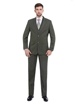 P&L Men's 3-Piece Classic Fit Dress Suits Tuxedo Blazer Jacket Tux Vest & Pants Set