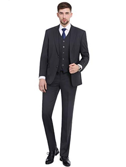 P&L Men's 3-Piece Classic Fit Dress Suits Tuxedo Blazer Jacket Tux Vest & Pants Set