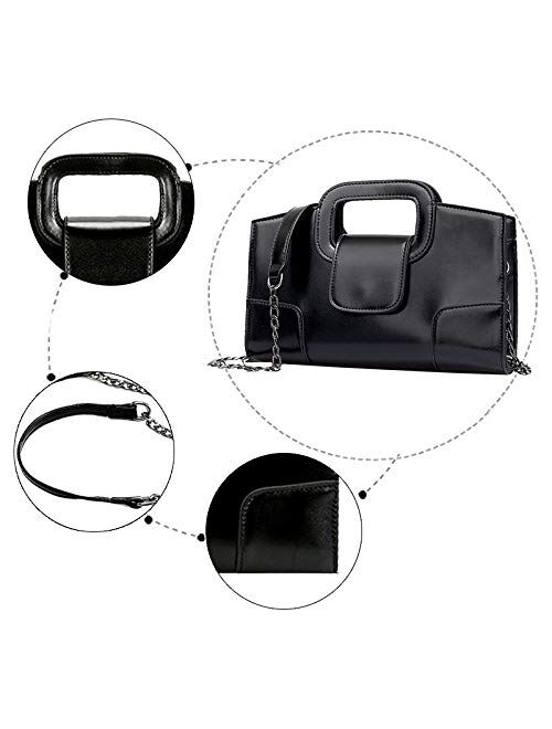 ZLMBAGUS Women Vintage Flap Tote Top Handle Satchel Handbags PU Leather Clutch Purse Shoulder Bag