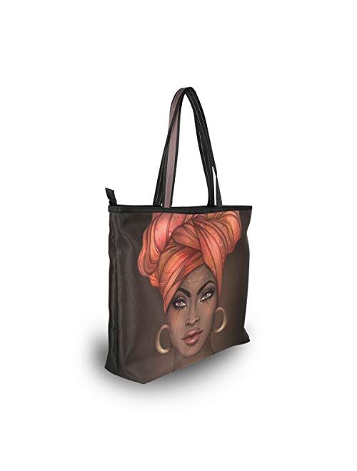 Woman Tote Bag Shoulder Handbag African American Woman for Work Travel Business Beach Shopping School