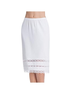 Half Slips for Women Underskirt Dress Extender Lace Trim Knee Length Midi Skirt 19-26" Length