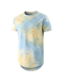 KLIEGOU Mens Hip Hop Tie-Dyed Hipster Colorful T Shirt